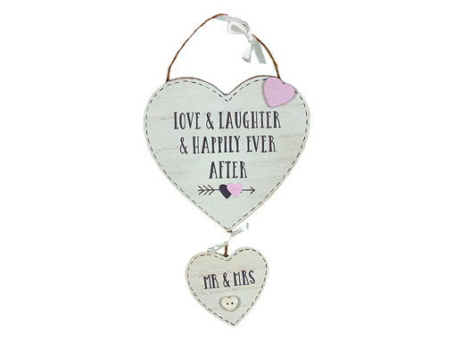 Picture of WOODEN HANGING DOUBLE HEARTS